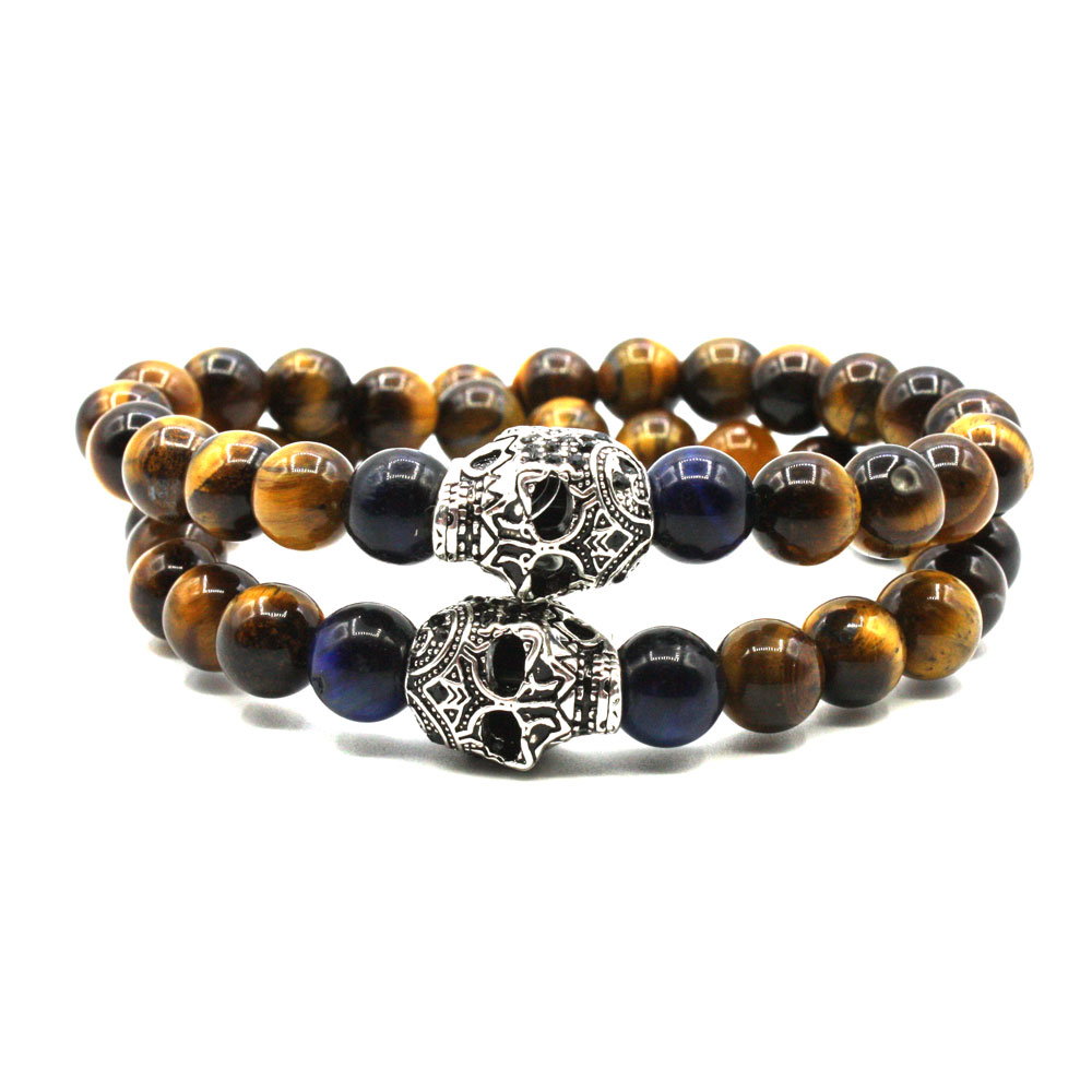 bracelet perles naturelles wrap-oeil-tigre-2-skull